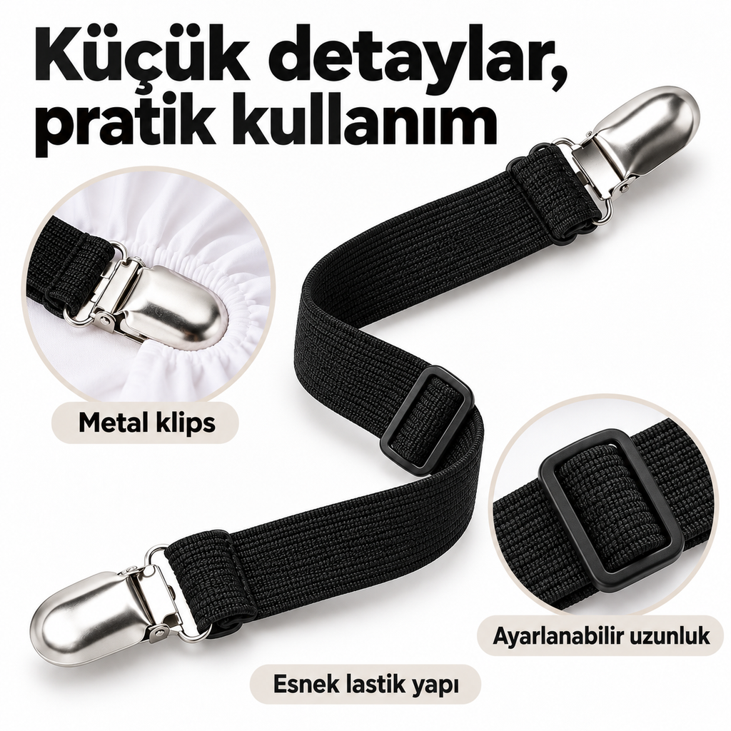 Çarşaf Sabitleyici – Ayarlanabilir Çarşaf Tutucu Askı